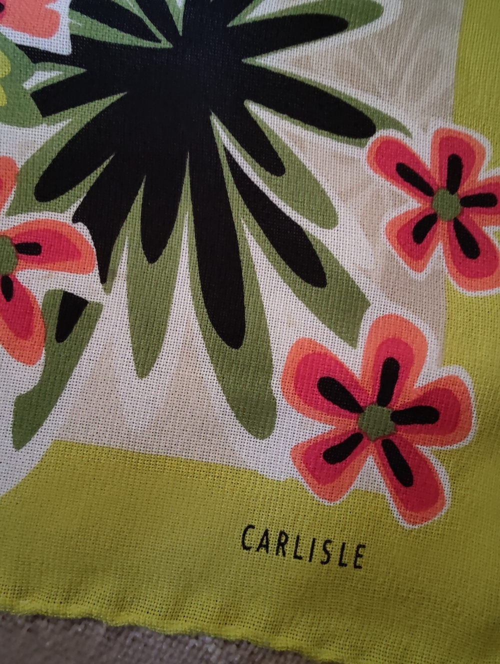 Vintage Carlisle Lime Floral Silk Scarf - Picture 2 of 8